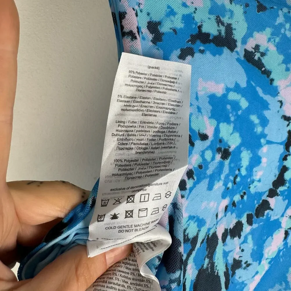Something New Serena Print Sleeveless Mesh Maxi Dress Malibu Blue Aop Violeta XS